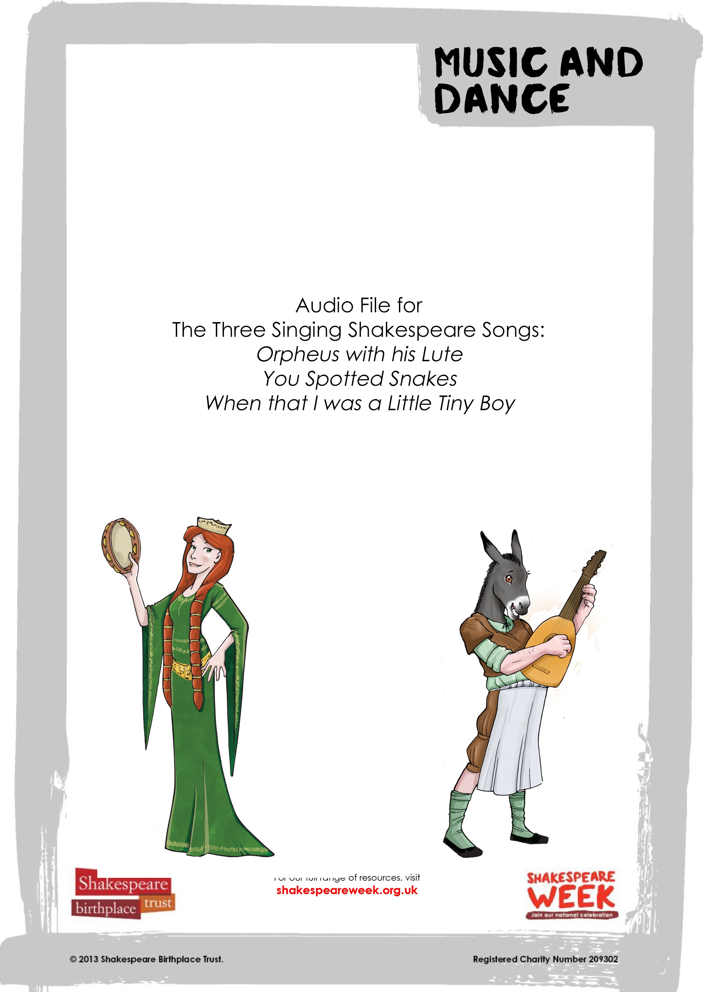 Cover sheet for Audio file for Singing Shakespeare