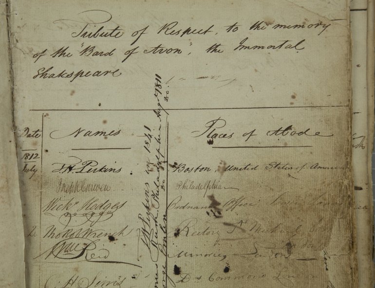 T H Perkins in the 1812 visitor book