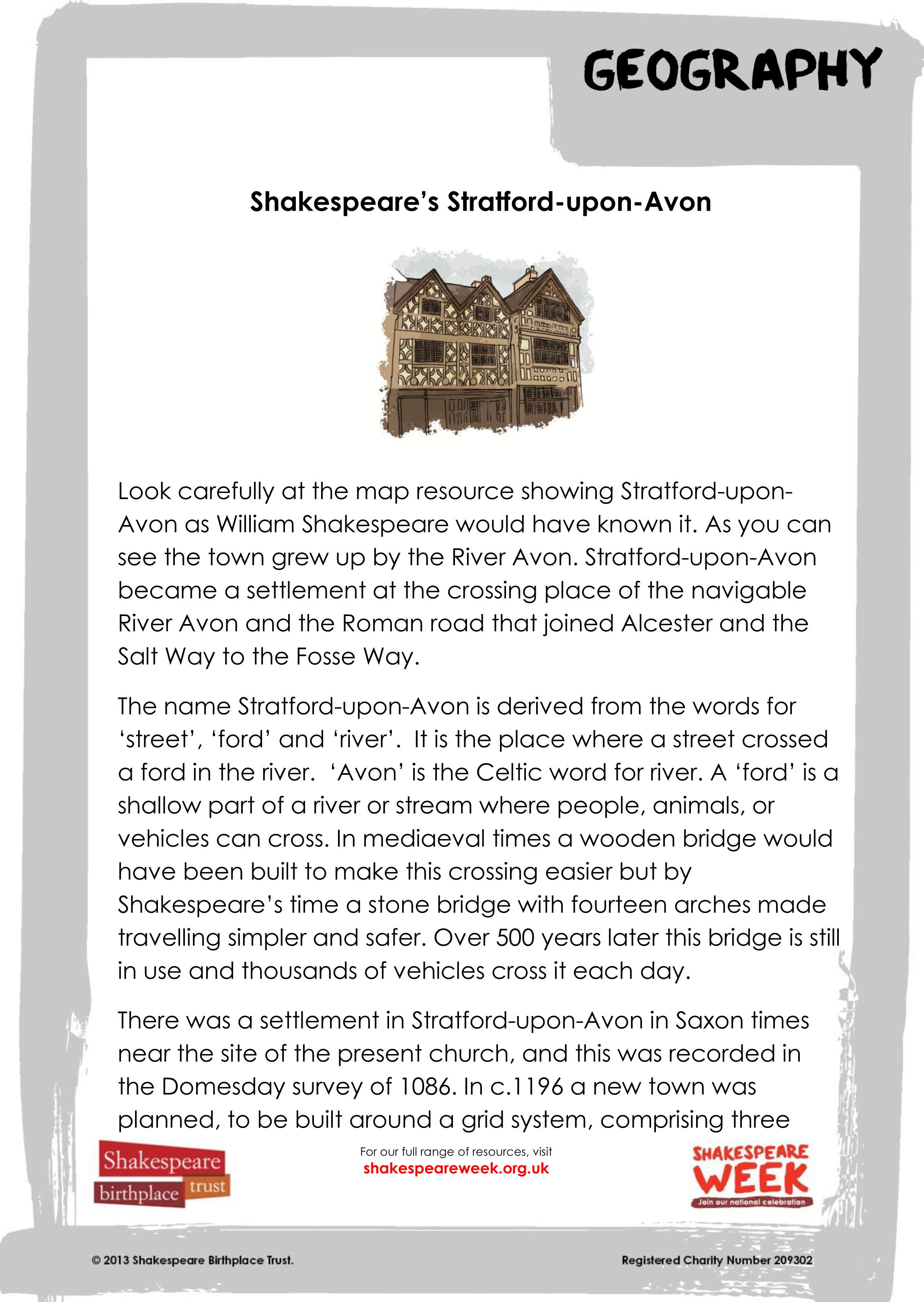 SCH.FAM/Geography/shakespeare's stratford activites