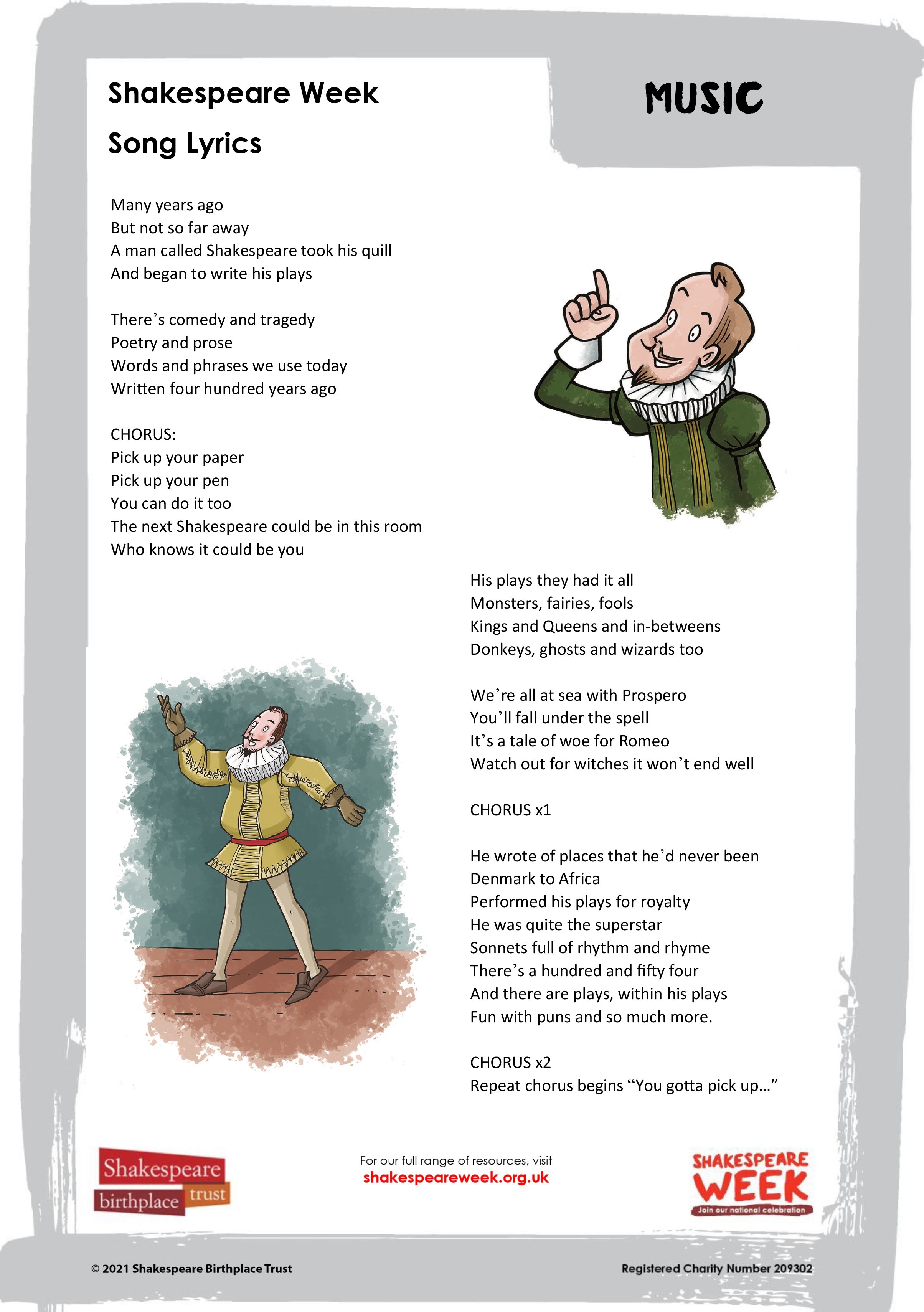 Shakespeare Week Song Lyrics image