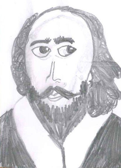 drawing of William Shakespeare by Madihah from Anglesey Primary School